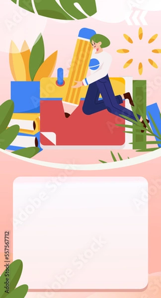 Fototapeta Reading characters flat vector illustration
