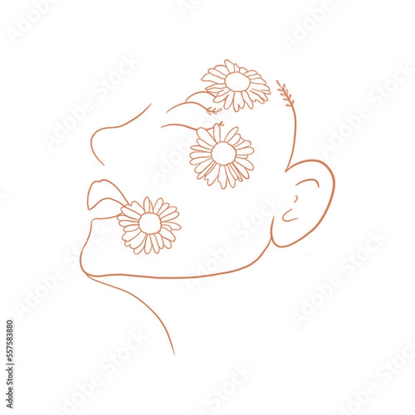 Fototapeta Women's Face With Flowers