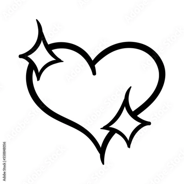 Fototapeta Heart line art style. Heart for Valentine's Day. Vector hand-drawn illustration isolated on white background.