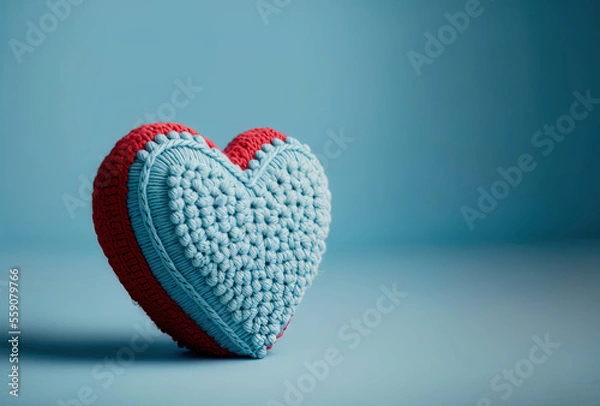 Fototapeta Valentine's Day crochet heart, Generative AI