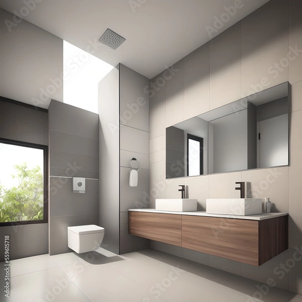 Fototapeta Bathroom Interior Design. Contemporary Concept. Generative AI