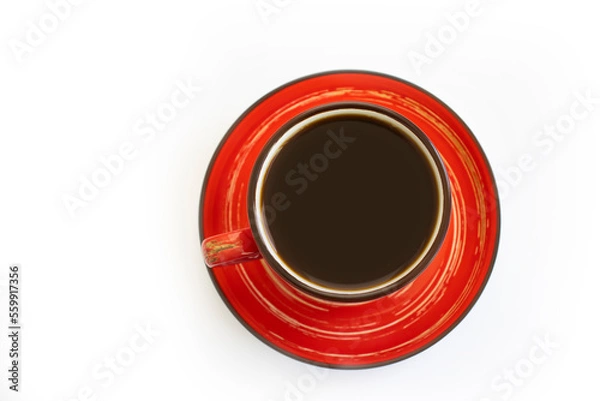 Fototapeta Red cup of coffee isolated on white background