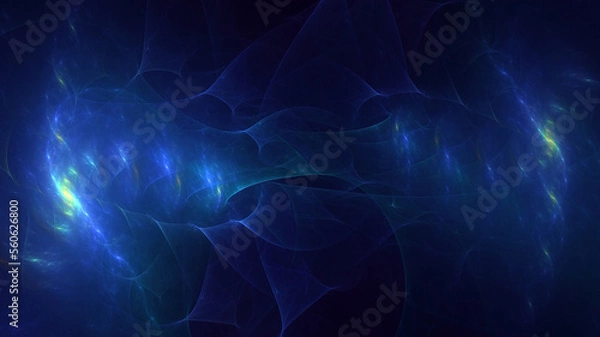 Fototapeta 3D rendering abstract blue fractal light background