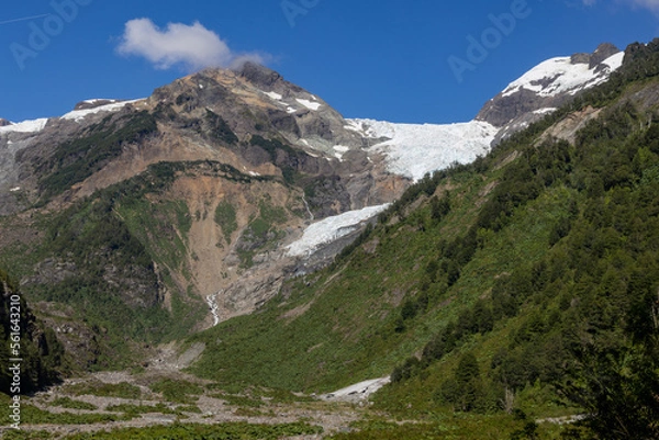 Fototapeta Picturesque view while hiking to the Glaciar Ventisquero Yelcho in Patagonia, Chile 