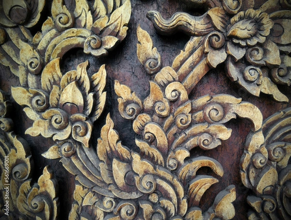 Fototapeta Thai style carving. Close up carving