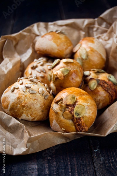 Fototapeta Freshly baked wholewheat diet breads