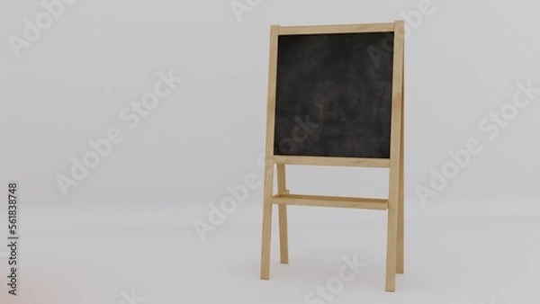 Fototapeta Kids writing board. Child black board. Restaurant menu black boards isolated. 3d rendering.