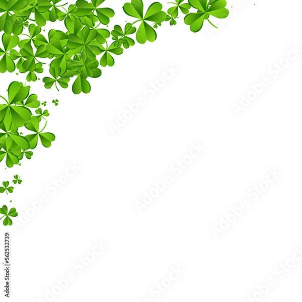 Fototapeta Spring Clover Falling Vector White Background.