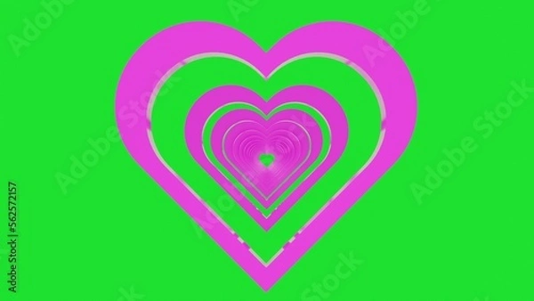 Fototapeta 3D rendering of a red heart shape with greenscreen and looping - perfect for background