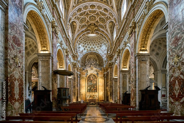 Fototapeta San Luigi dei Francesi  (St. Louis of the French) baroque and renaissance styled church in Rome, Italy	