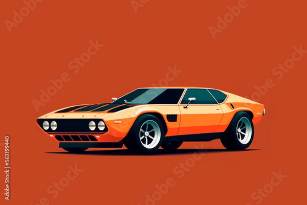 Fototapeta car digital illustration, flat design