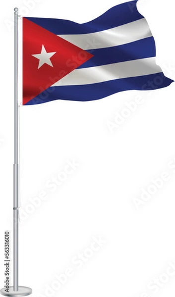 Fototapeta Isolated waving national flag of Cuba on flagpole