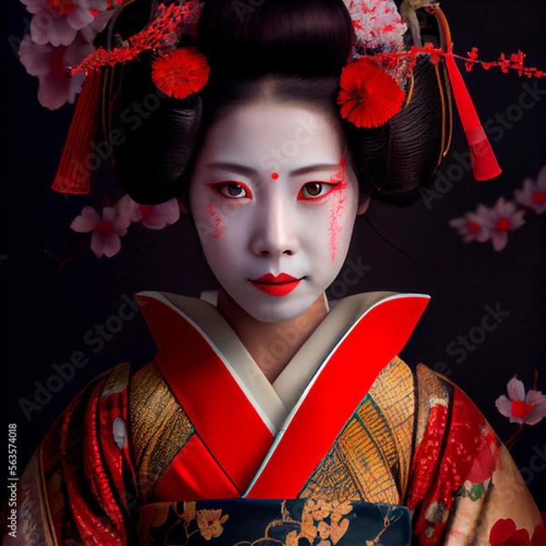 Fototapeta Geisha paint  created by Generative AI technology