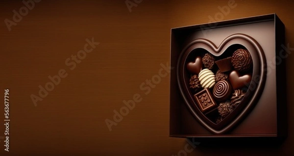 Fototapeta Chocolate box Valentine's Day woman's day wallpaper with copy space for text generative ai