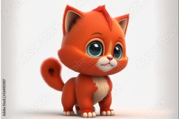 Fototapeta a cute adorable baby cat generative ai  rendered in the style of children-friendly cartoon animation fantasy style	