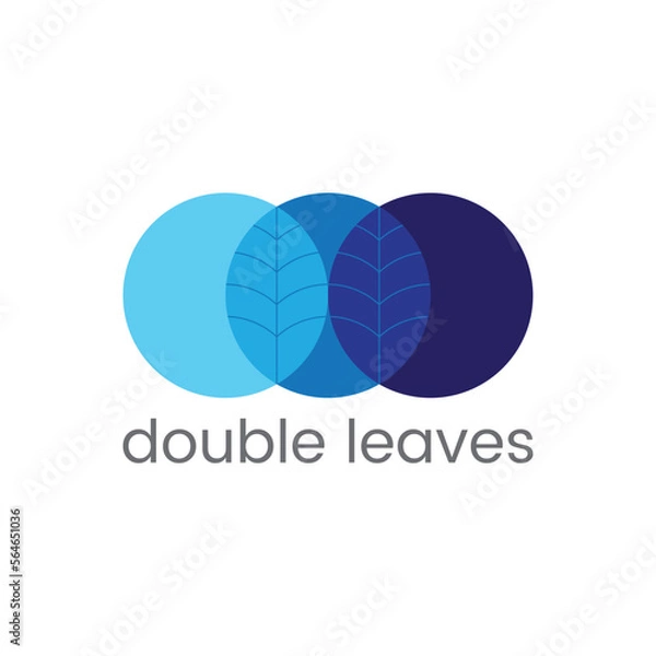 Fototapeta blue double leaves logo icon