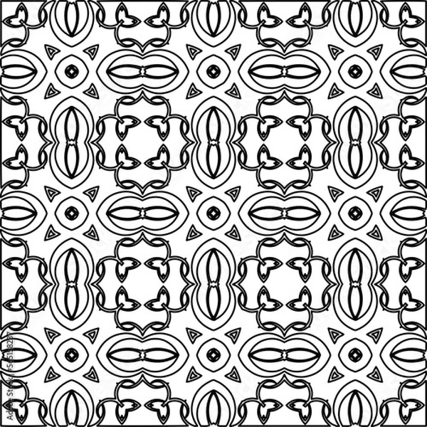 Fototapeta Stylish texture with figures from lines.
Abstract geometric black and white pattern for web page, textures, card, poster, fabric, textile. Monochrome graphic repeating design. 