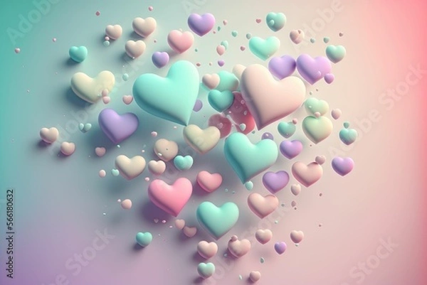 Fototapeta Colorful hearts valentine's day background ,made with Generative AI