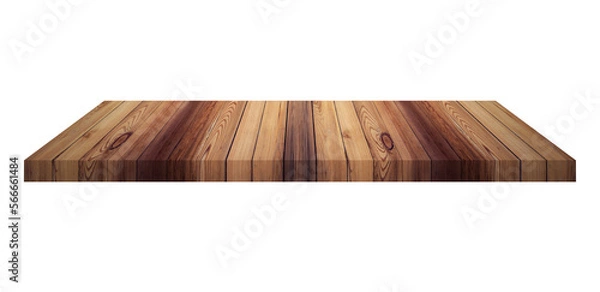 Fototapeta Wooden shelf on isolated white background with space