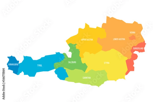 Fototapeta Austria political map of administrative divisions