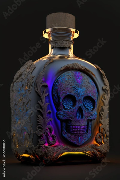 Fototapeta skull and bottle