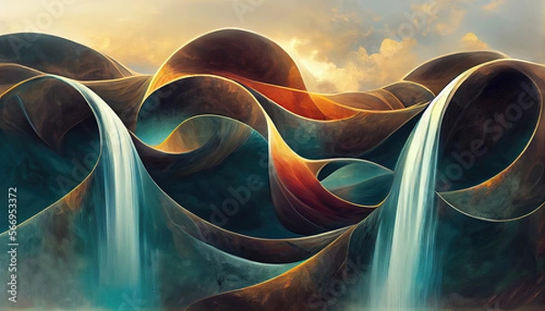 Fototapeta Abstract flowing waterfall as wallpaper background (Generative AI)