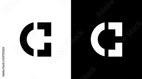 Fototapeta Vector g logo monogram letter initial black and white icon illustration style Designs templates