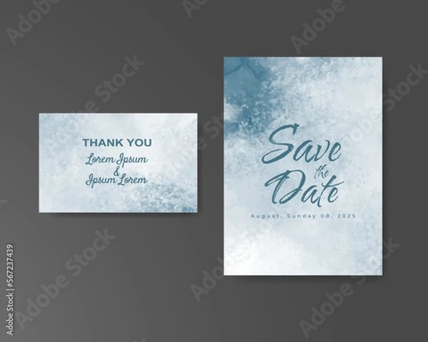 Fototapeta Wedding invitation with abstract watercolor background