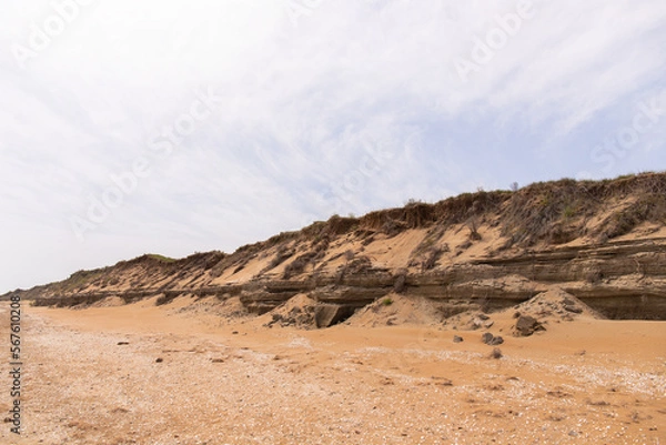 Fototapeta Wild coast of the Caspian Sea.