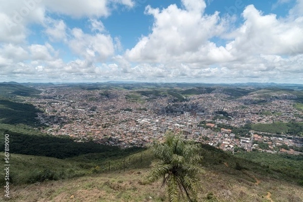 Fototapeta City of Poços de Caldas. Aerial view of from the Serra de São Domingos, Minas Gerais, Brazil.