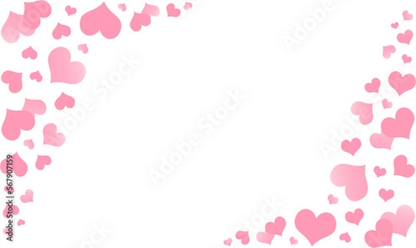 Fototapeta Pink hearts frame, png transparent overlay Valentines day banner design, flying hearts illustration with copy space