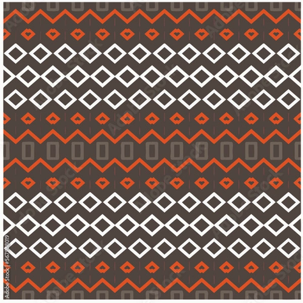 Fototapeta Vector geometric ornament in ethnic style. Seamless pattern with  abstract shapes, repeat tiles. Repeating pattern for decor, fabric,textile and fabric.