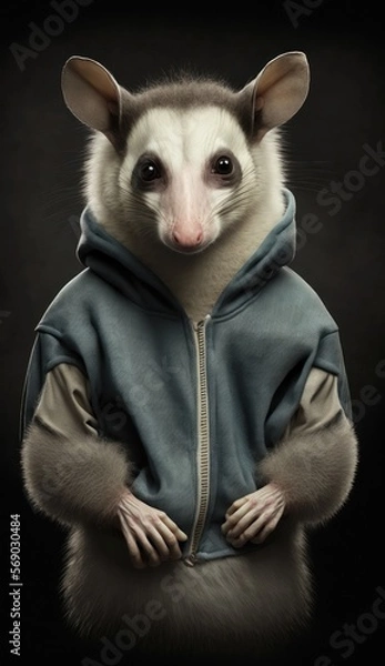 Fototapeta Cool, Cute and Adorable Humanoid Possum in Stylish Sportswear: A Unique Athletic Animal in Action with Comfortable Activewear and Gym Clothes like Men, Women, and Kids (generative AI)