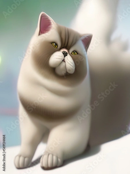 Fototapeta Exotic Shorthair Cat Portrait, Generative AI