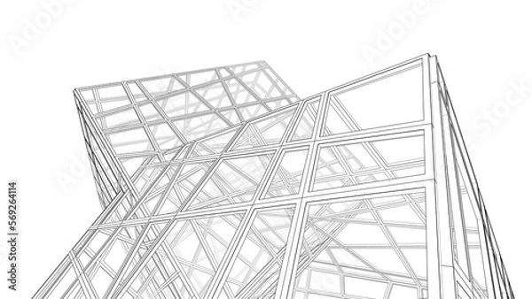 Fototapeta Abstract architecture digital background 3d illustration