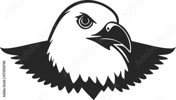 Obraz Black and white Simple logo with an adorable eagle