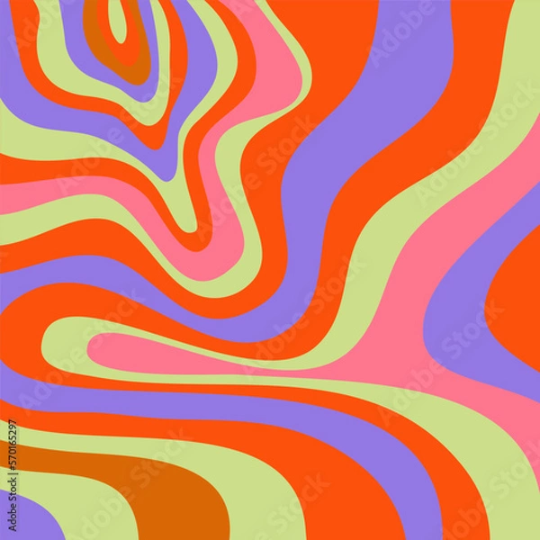 Fototapeta Psychedelic trippy y2k retro background bright swirl. Simple vector illustration. Groovy wave print. Vintage background. Psychedelic groovy spiral.