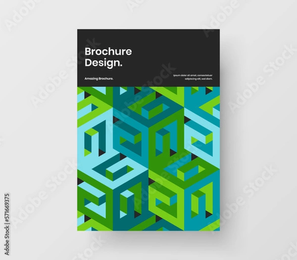 Fototapeta Creative leaflet vector design template. Simple mosaic hexagons placard concept.