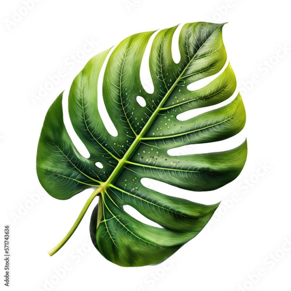 Fototapeta realistic colorful tropical leaf digital illustration, clear background, png, Generative ai, ai