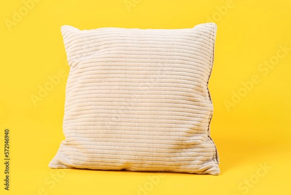 Fototapeta Soft pillow on yellow background