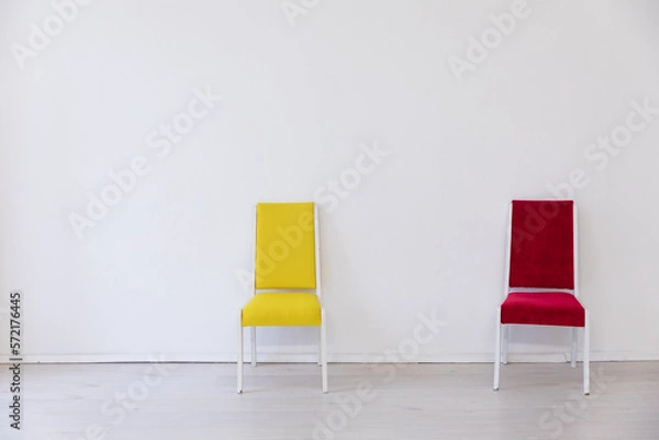 Obraz interior of the room with two chairs red and yellow