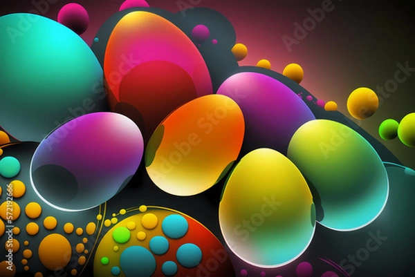 Fototapeta Bright and Colorful Abstract Easter Eggs Background - Generative AI