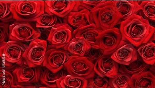 Fototapeta Red roses close up, Valentines day background. Generative AI