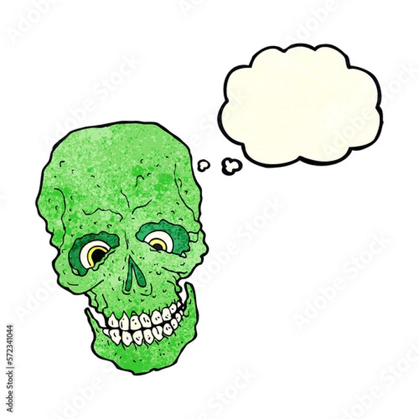 Obraz cartoon spooky skull with thought bubble