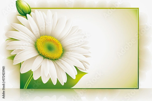 Fototapeta generative ai illustration, white daisy flower with copy space for invitations or greeting cards