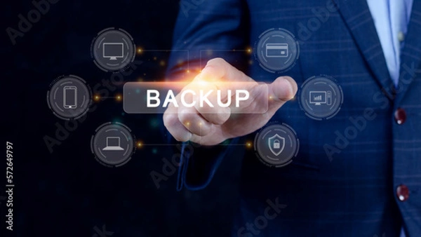 Fototapeta Internet data storage backup, technology business concept, Cloud technology, Data storage, Networking and internet service concept.