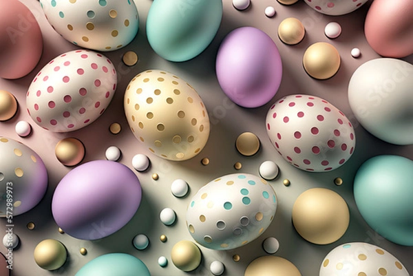 Fototapeta Beautiful, colorful, Easter eggs with ornate designs, for spring, decorative, holiday, and festive illustration