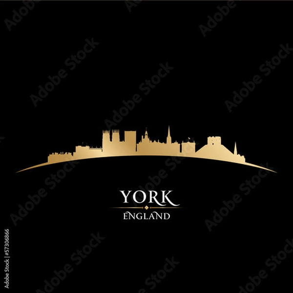 Fototapeta York England city skyline silhouette black background