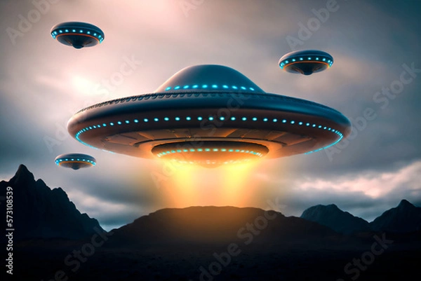 Fototapeta photo of alien ships flying in the sky