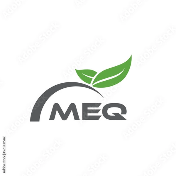 Fototapeta MEQ letter nature logo design on white background. MEQ creative initials letter leaf logo concept. MEQ letter design.